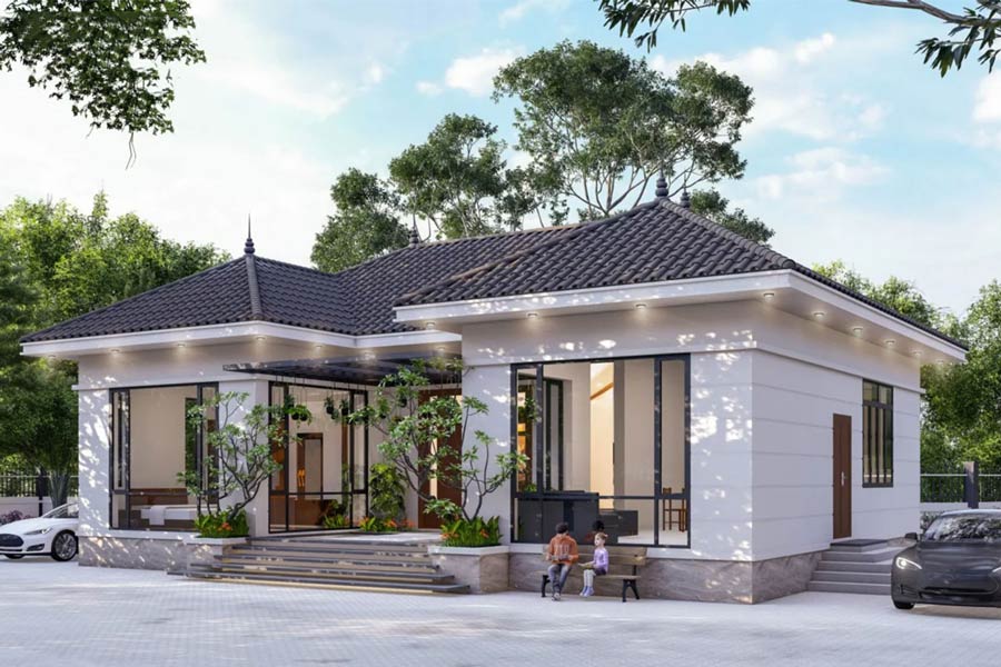 Mẫu nhà cấp 4 chữ U 200m2