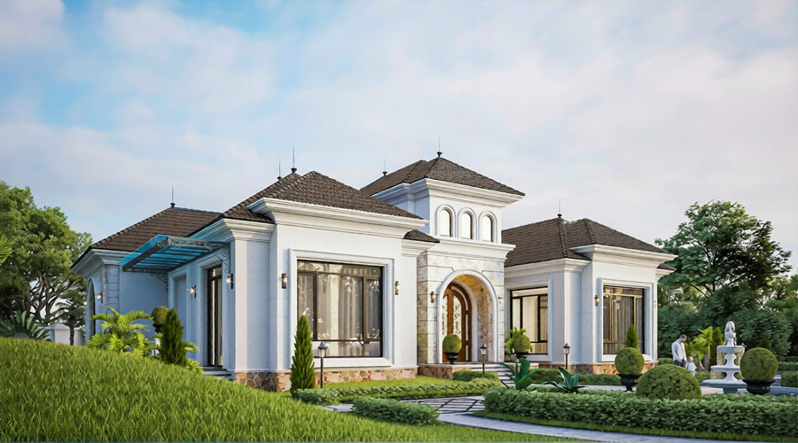 Mẫu nhà cấp 4 kiểu biệt thự Địa Trung Hải