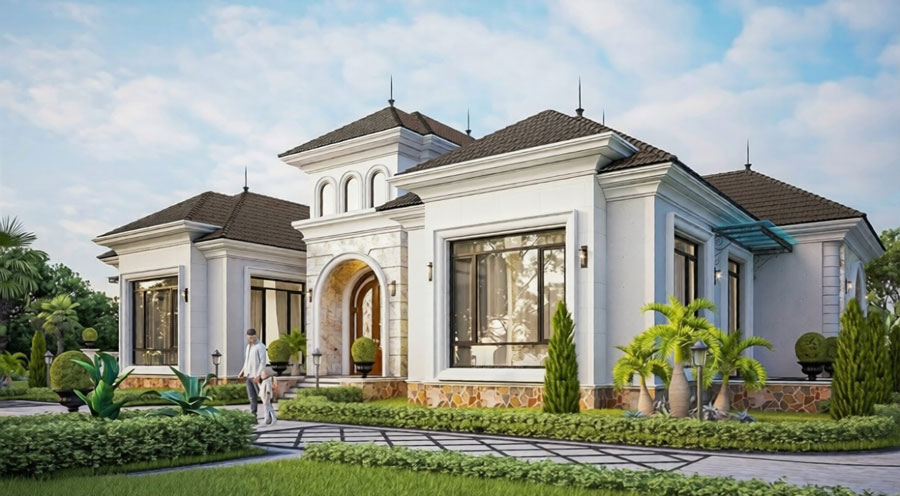 Mẫu nhà cấp 4 kiểu biệt thự Địa Trung Hải