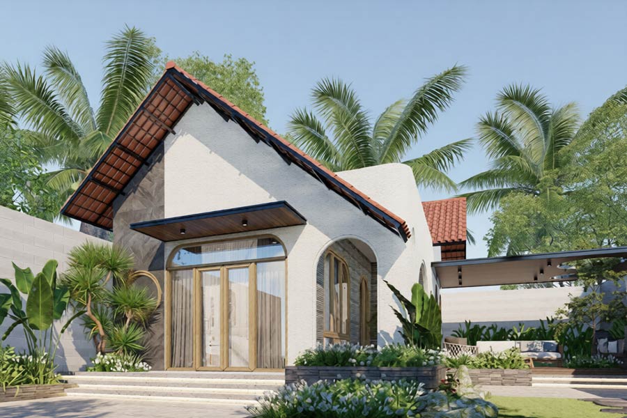 Thiết kế nhà vườn cấp 4 phong cách Địa Trung Hải