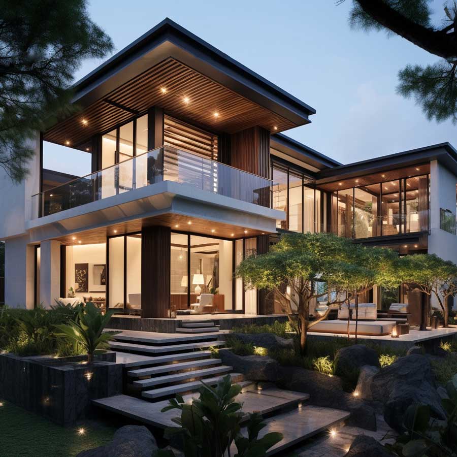 Mẫu nhà villa 2 tầng đồi núi