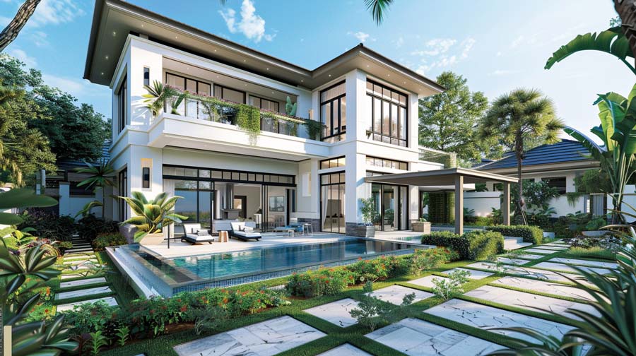 Mẫu nhà villa 2 tầng mái bằng