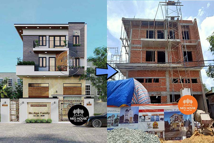 1. Dự án biệt thự 3 tầng có gác lửng hiện đại tại HCM