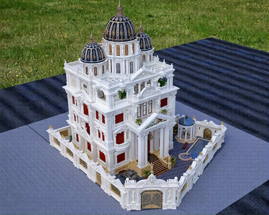 Mẫu thiết kế biệt thự 50 tỷ 3 tầng 1 tum phong cách cổ điển Pháp