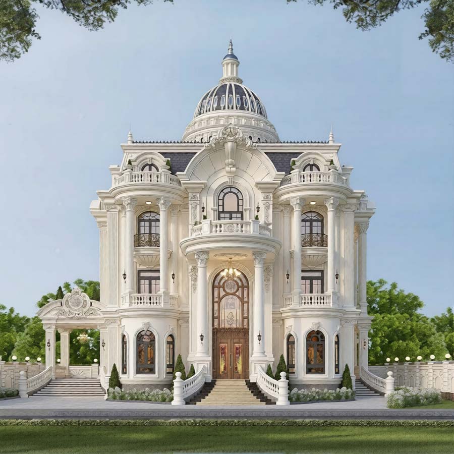 Mẫu thiết kế biệt thự lâu đài 50 tỷ tân cổ điển Pháp