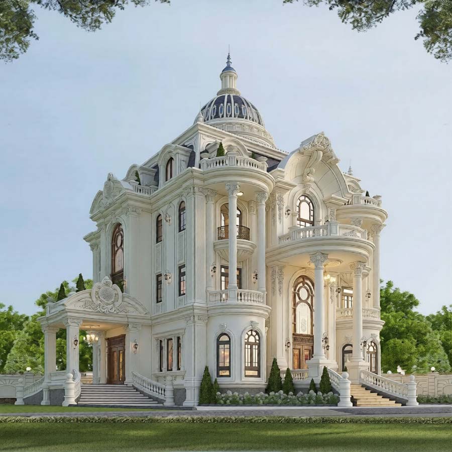 Mẫu thiết kế biệt thự lâu đài 50 tỷ tân cổ điển Pháp