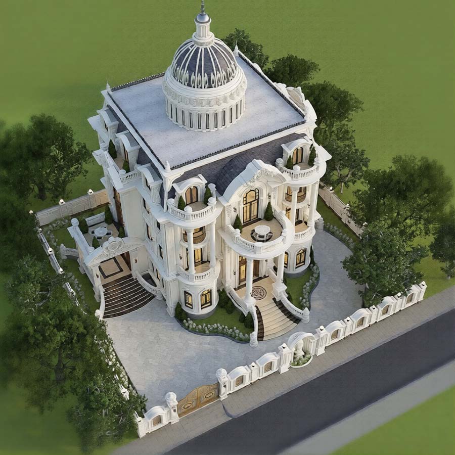 Mẫu thiết kế biệt thự lâu đài 50 tỷ tân cổ điển Pháp