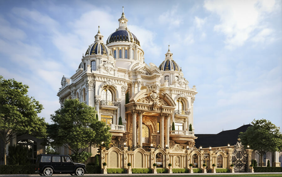 Thiết kế dinh thự 50 tỷ cổ điển châu Âu diện tích xây dựng 300m2