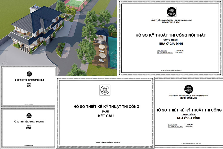 Tiến độ hoàn thiện và chi tiết full hồ sơ thiết kế biệt thự chữ L