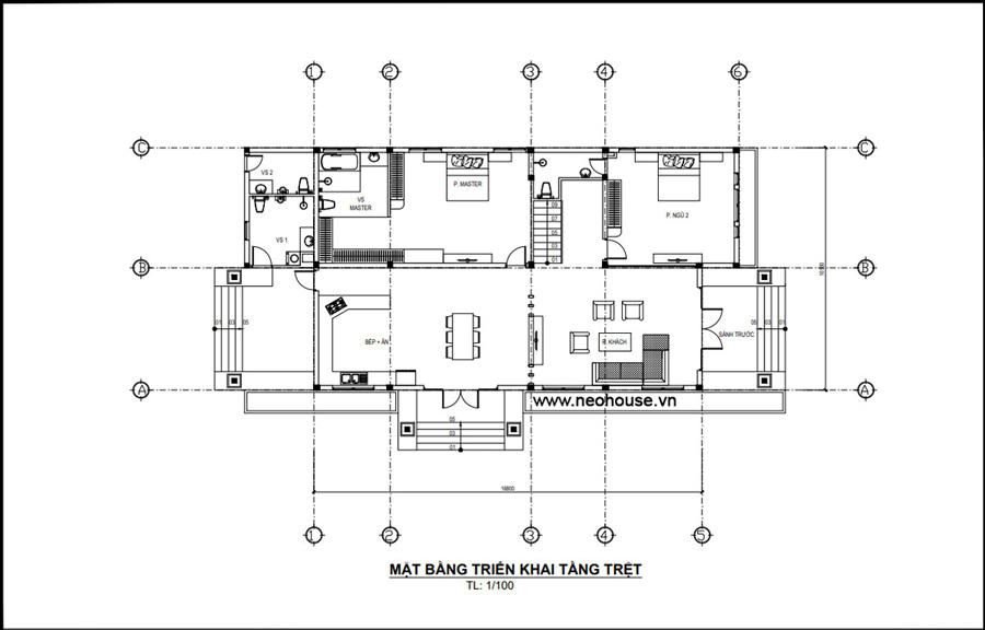 Mặt bằng tầng trệt biệt thự 2 tầng 5 phòng ngủ kết hợp nghỉ dưỡng