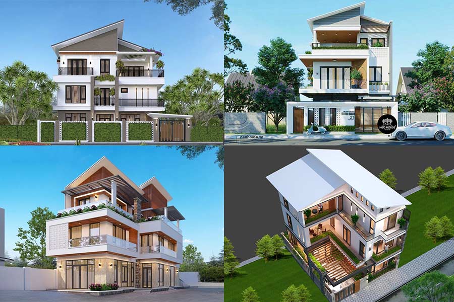 25+ Mẫu Biệt Thự 3 Tầng Mái Lệch Đẹp Được Yêu Thích Nhất