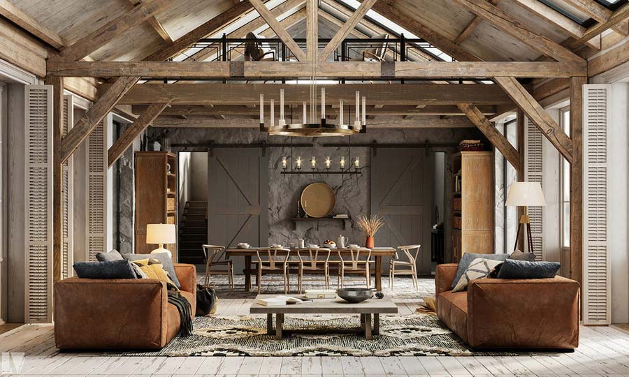 Mẫu nhà gỗ cấp 4 phong cách Rustic