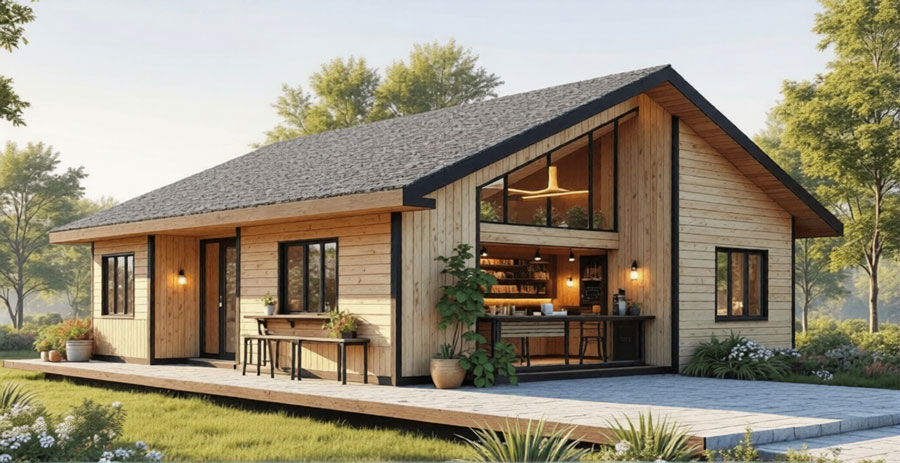 Mẫu nhà gỗ cấp 4 phong cách Vintage