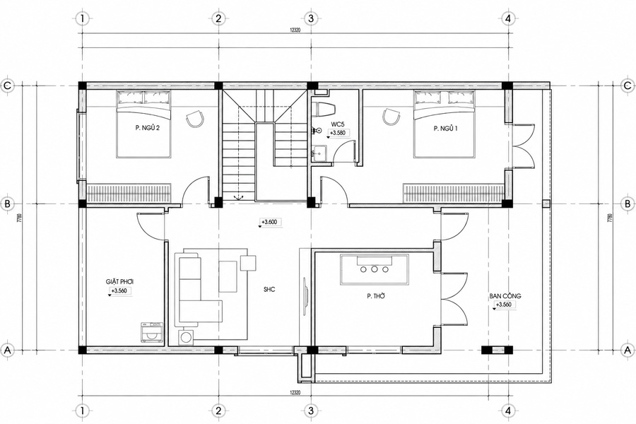 Bản vẽ mặt bằng lầu 1 nhà có tầng hầm chìm