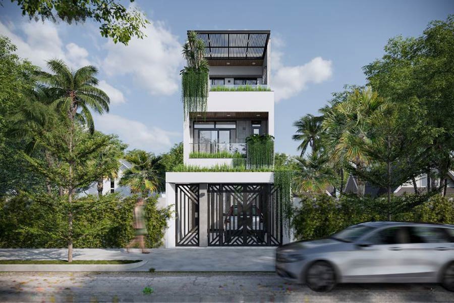 mẫu thiết kế nhà lệch tầng 5x15 đẹp