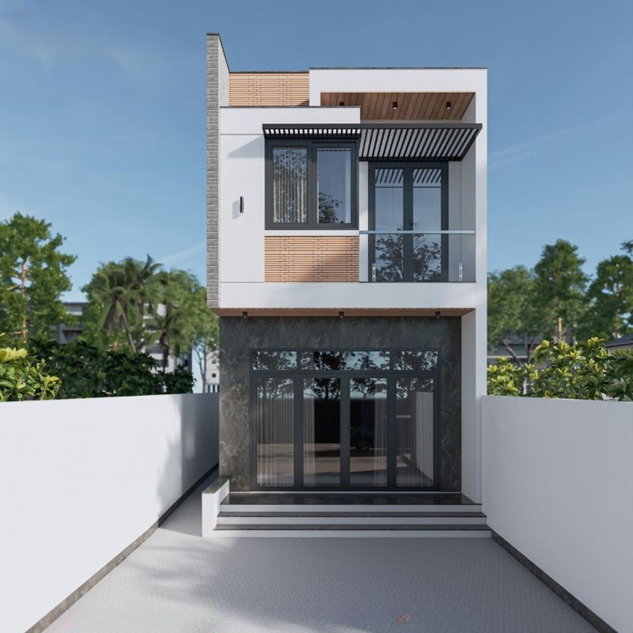 mẫu thiết kế nhà lệch tầng 5x15 đẹp