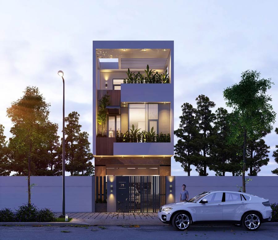 mẫu thiết kế nhà lệch tầng 5x15 đẹp