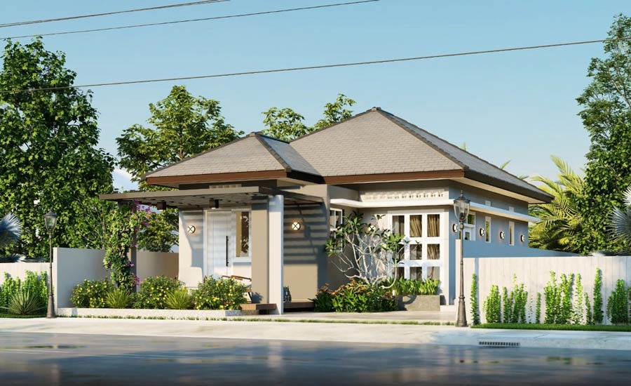 Thiết kế nhà 120m2 1 tầng 3 phòng ngủ 1 phòng thờ
