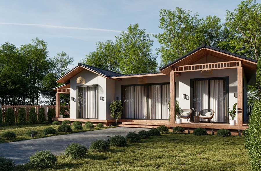 Mẫu nhà 1 tầng 3 phòng ngủ 120m2 kết hợp sân vườn