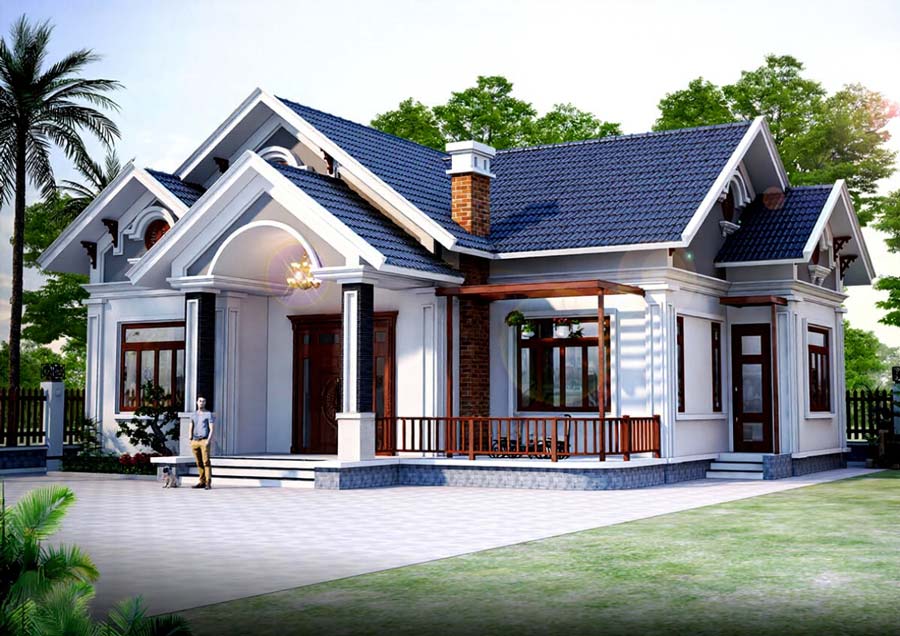 Mẫu nhà 1 tầng 3 phòng ngủ 120m2 mái Thái