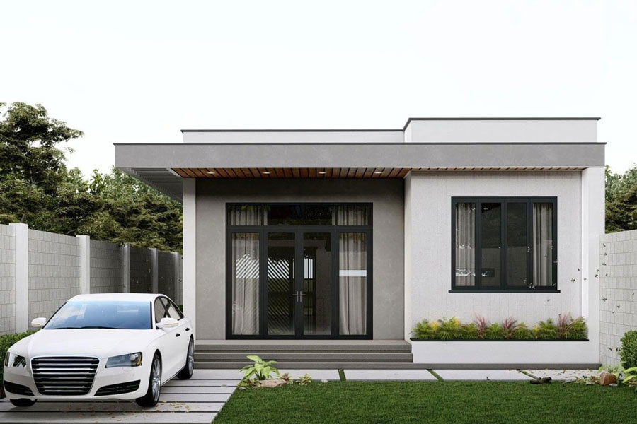 Mẫu nhà 1 tầng 3 phòng ngủ 120m2 mái bằng