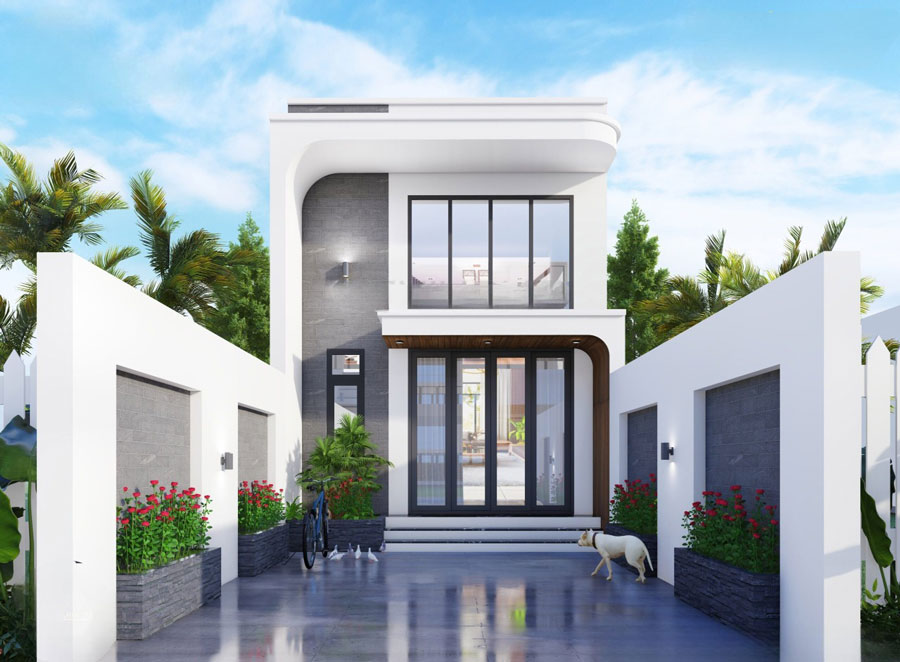 Mẫu thiết kế nhà mái bằng 2 tầng 700 triệu
