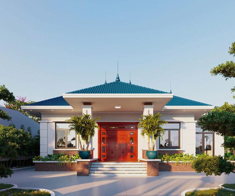 Mẫu thiết kế nhà vuông 1 tầng 100m2