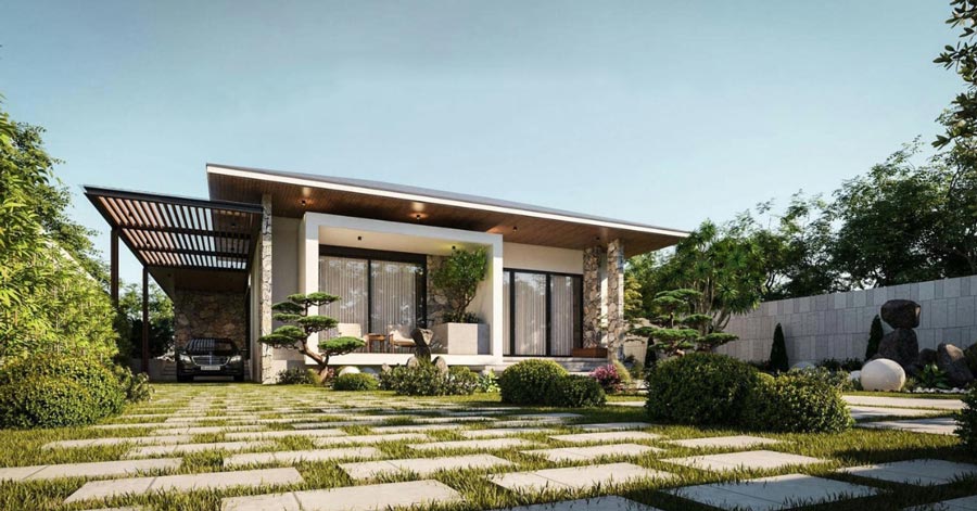 Mẫu nhà vuông 1 tầng 80m2