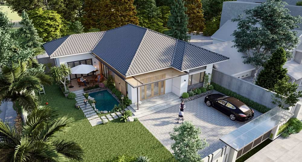 Mẫu biệt thự mini 100m2 có bể bơi. Ảnh 3