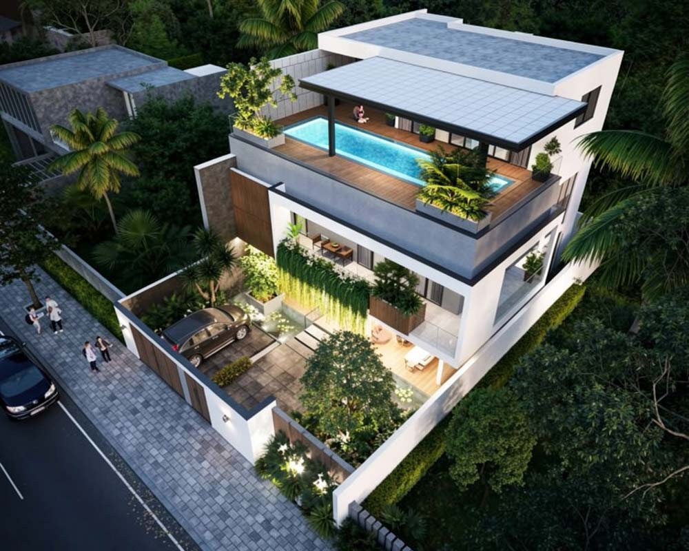 Mẫu biệt thự mini 100m2 có bể bơi. Ảnh 6