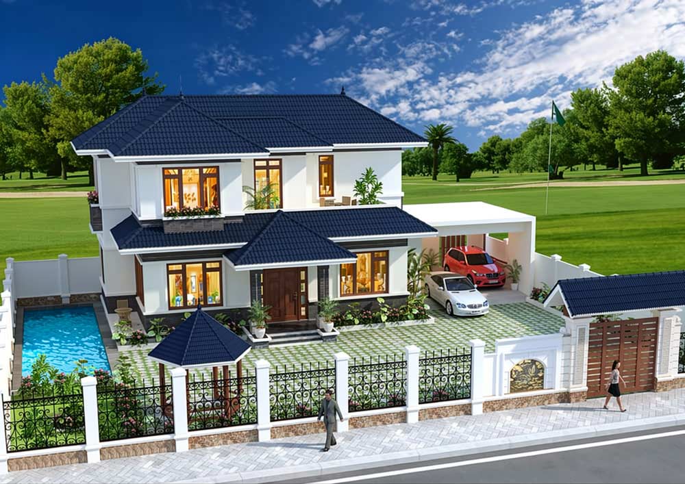 Mẫu biệt thự mini 100m2 có bể bơi. Ảnh 4