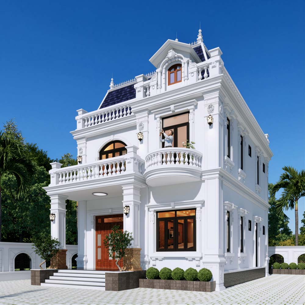 Mẫu biệt thự mini 100m2 kiểu Pháp mái Mansard. Ảnh 1