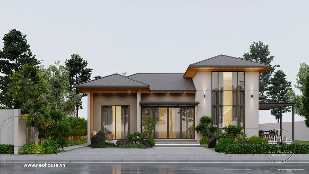 Mẫu biệt thự mini 100m2 mái Nhật. Ảnh 1