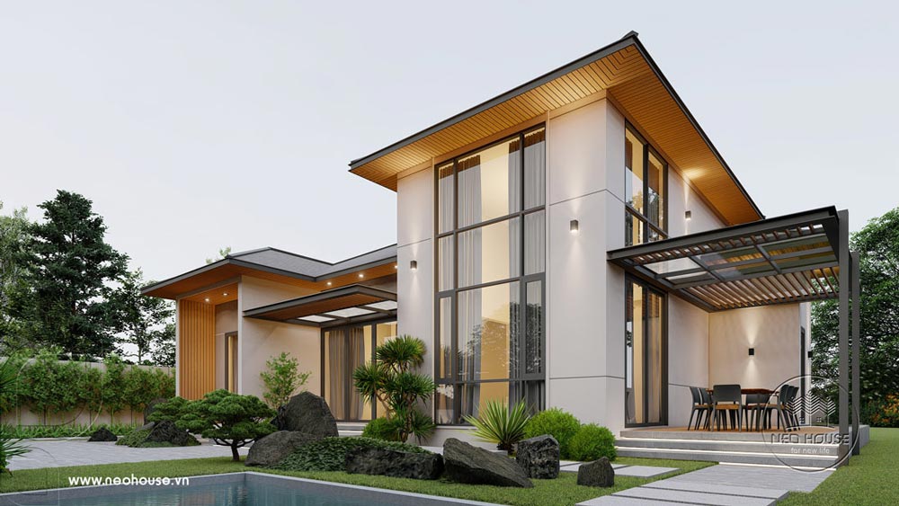 Mẫu biệt thự mini 100m2 mái Nhật. Ảnh 2