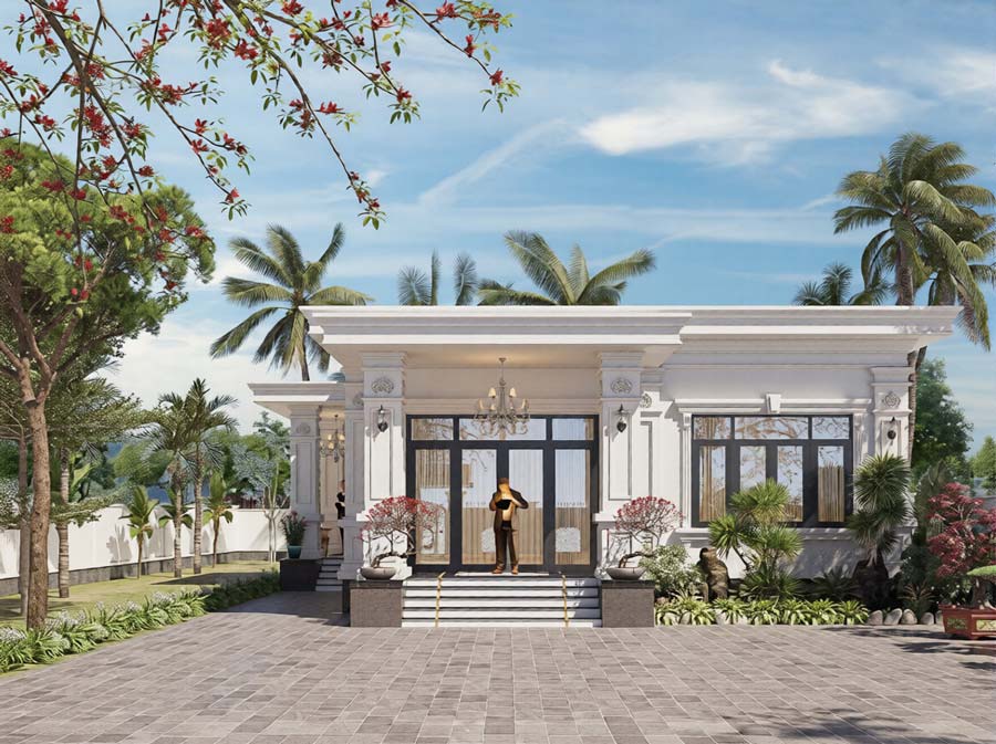 Thiết kế nhà cấp 4 3 phòng ngủ 120m2 mái bằng