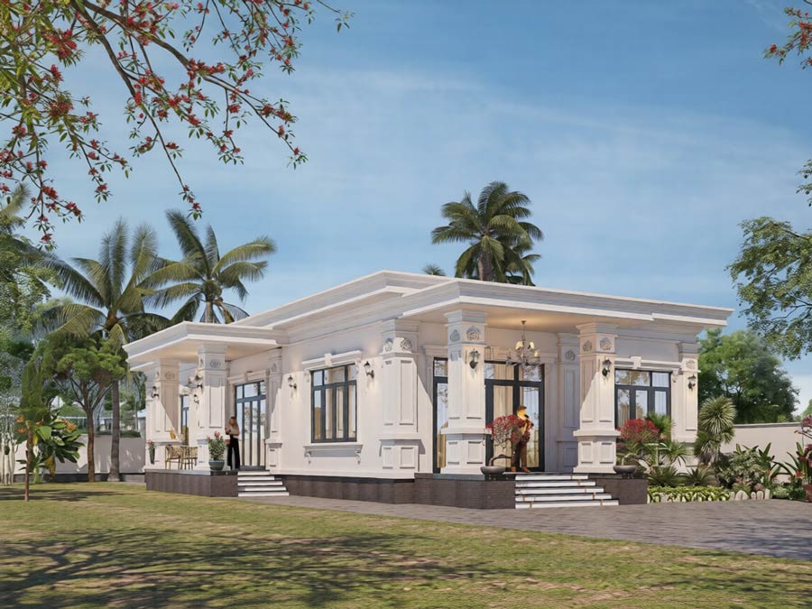 Thiết kế nhà cấp 4 3 phòng ngủ 120m2 mái bằng