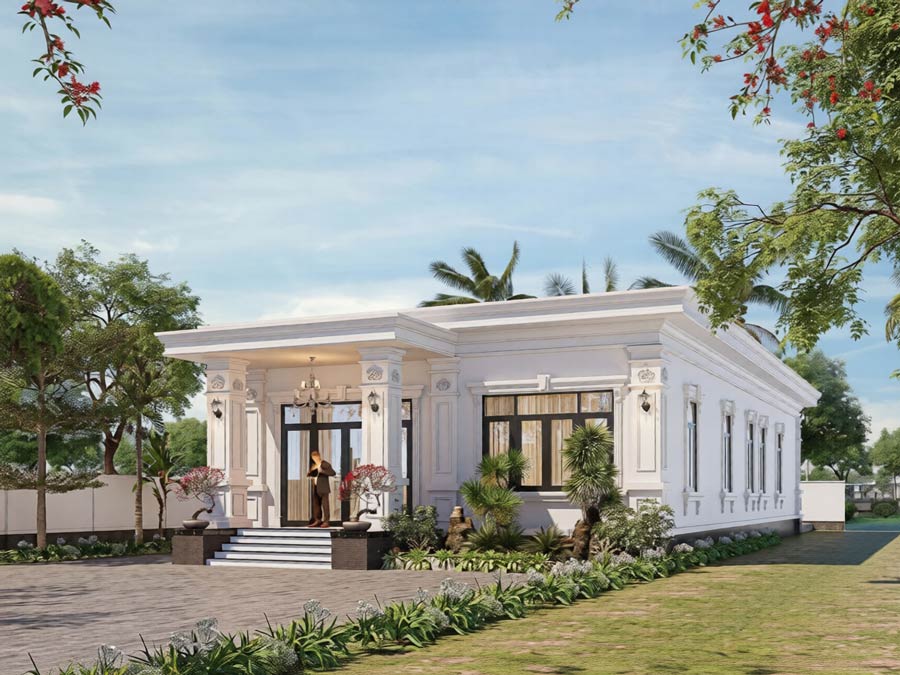 Thiết kế nhà cấp 4 3 phòng ngủ 120m2 mái bằng