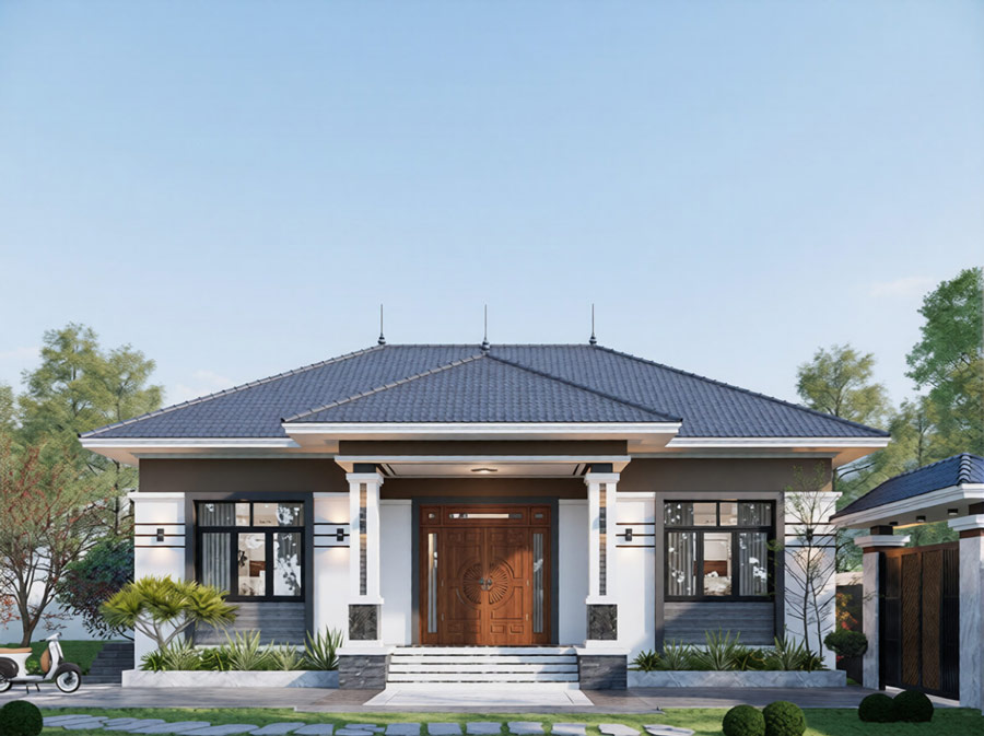 Nhà cấp 4 đẹp 3 phòng ngủ 120m2 mái nhật