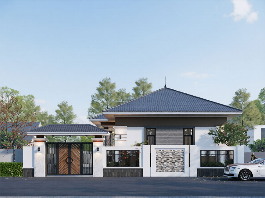 Nhà cấp 4 đẹp 3 phòng ngủ 120m2 mái nhật