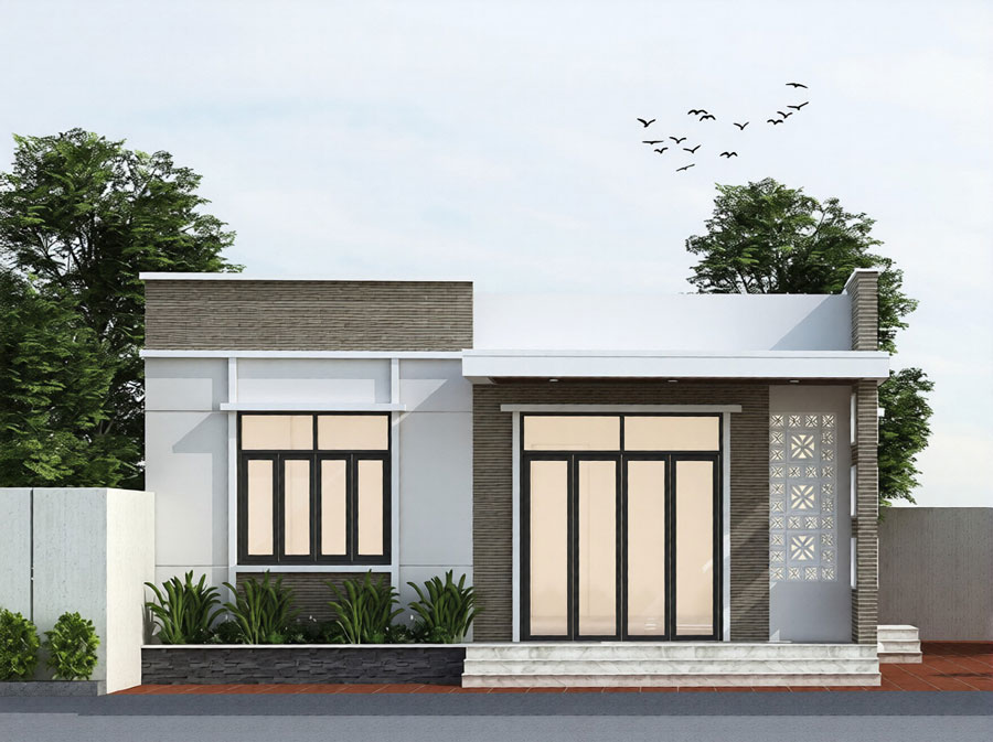 Mẫu thiết kế nhà cấp 4 120m2 3 phòng ngủ mái tôn