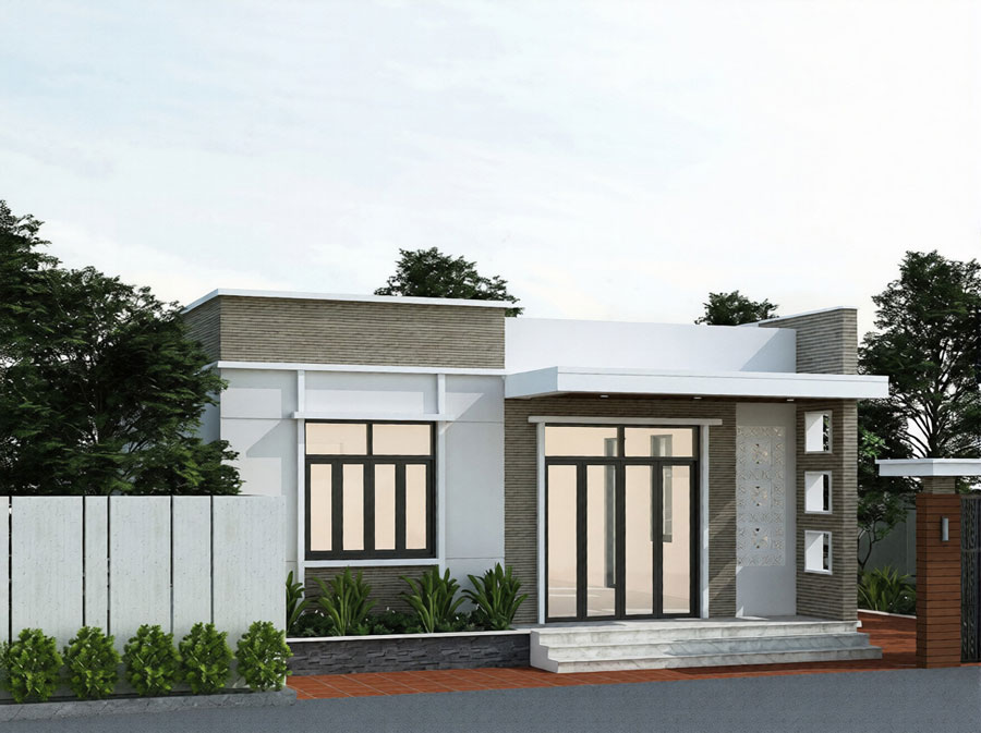 Mẫu thiết kế nhà cấp 4 120m2 3 phòng ngủ mái tôn