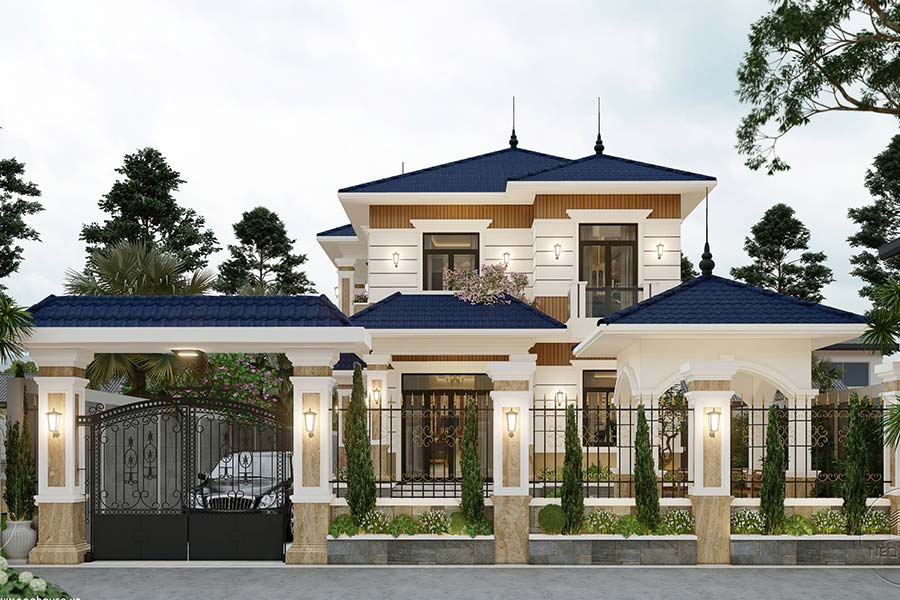 Biet thu 2 tang tan co dien 8x18m