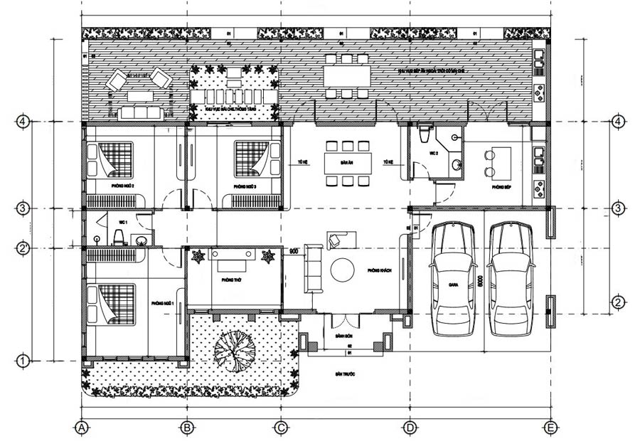 Mặt bằng công năng biệt thự sân vườn 20x10m