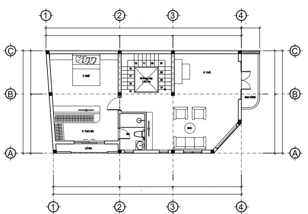 Mặt bằng công năng lầu 5 nhà phố 5 tầng 1 lửng. Hình ảnh 6