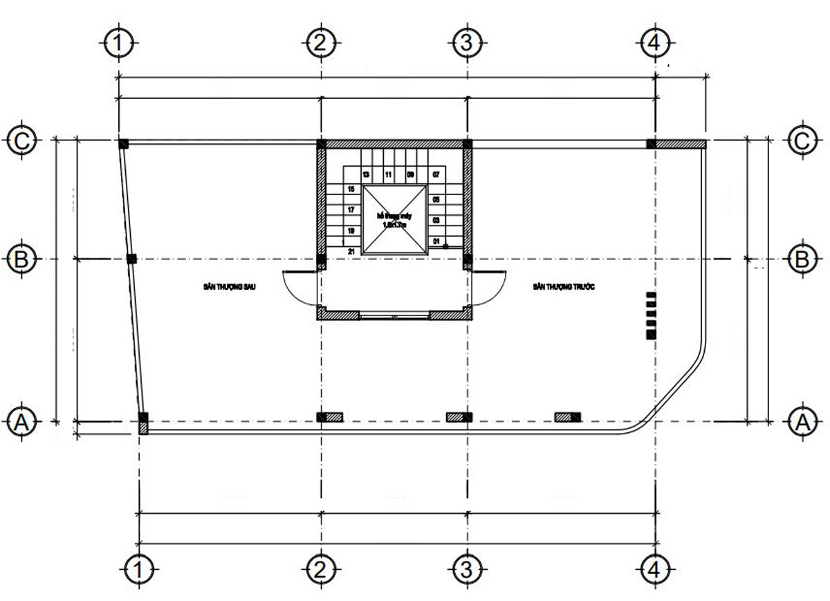 Mặt bằng công năng tầng tum nhà phố 5 tầng 1 lửng. Hình ảnh 7