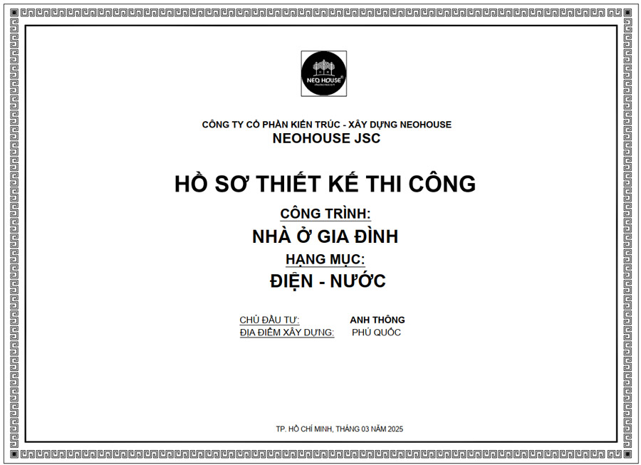 Hồ sơ bản vẽ kỹ thuật điện - nước nhà cấp 4