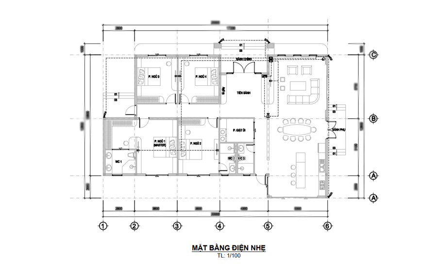 Bản vẽ kỹ thuật điện nhẹ nhà cấp 4