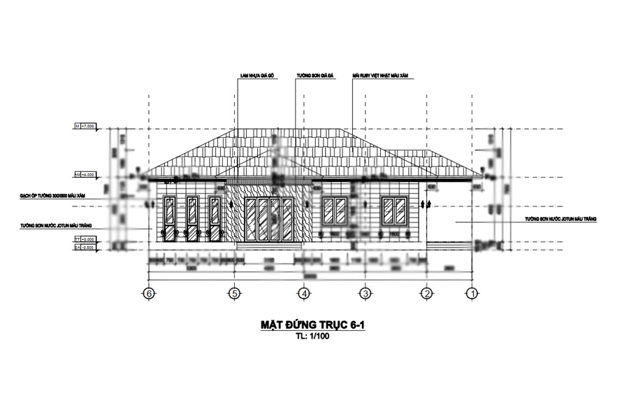 Bản vẽ mặt đứng nhà cấp 4