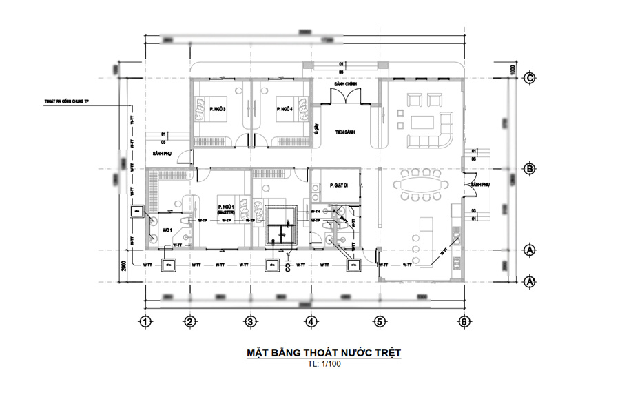 Bản vẽ kỹ thuật mặt bằng thoát nước nhà cấp 4