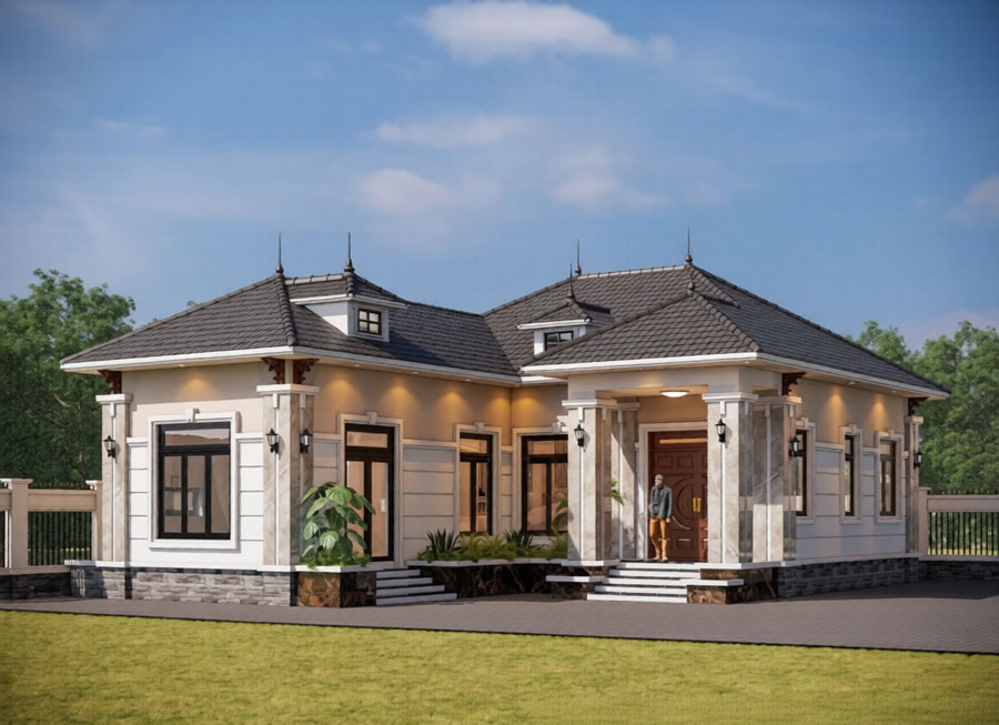 Chi phí thiết kế mẫu nhà cấp 4 đẹp 100m2 3 phòng ngủ